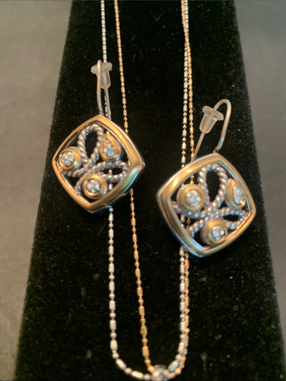 Brighton Yalta Mixed metal crystal accent necklace / earring set .. BEAUTIFUL.. - Picture 2 of 7